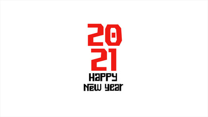 Collection of 2021 Happy New Year signs. 2021 Happy New Year symbols. Greeting card artwork, calender, brochure template. Vector illustration  isolated on red / white background.