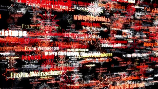 Joyeux No&euml;l, Frohe Weinachten, Feliz Navidad, Buon Natale, Merry Christmas.

Merry Christmas in different languages scattered to make a cheerful background.