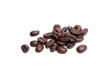 Roasted coffee beans isolated on white background