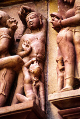 Relieve erotico en el templo de Kandariya Mahadeva(s.XI). Khajuraho.Madhya Pradesh. India. Asia.