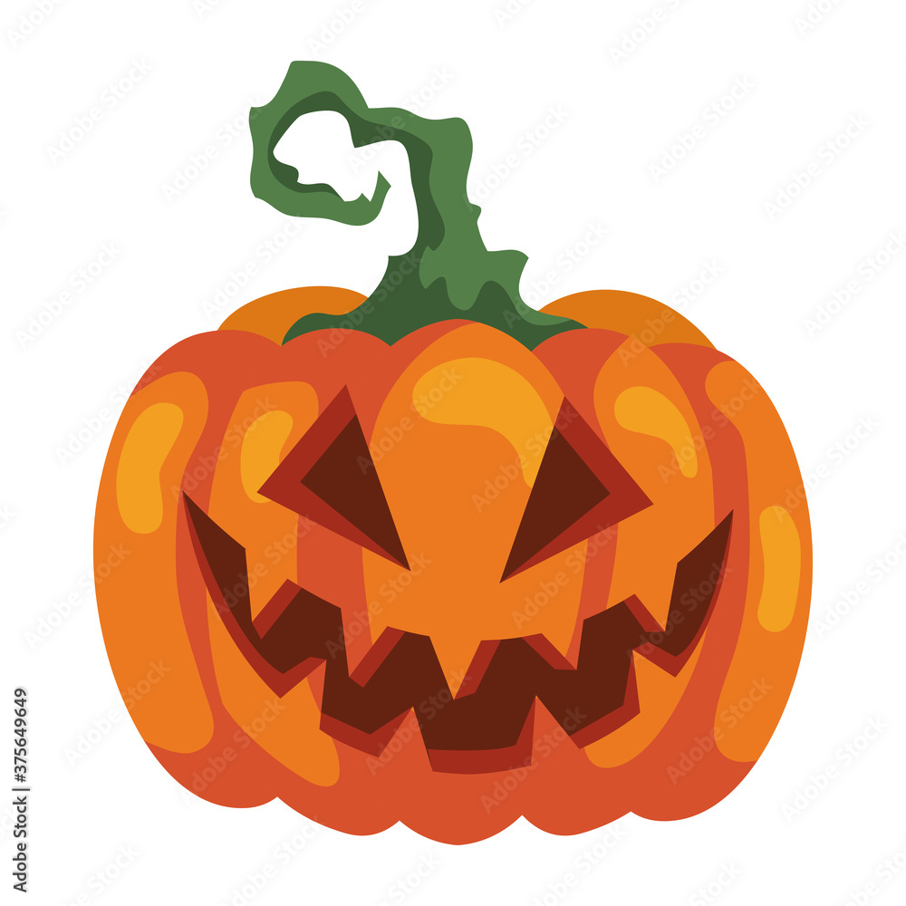 Poster halloween scary pumpkin icon, on white background vector illustration design