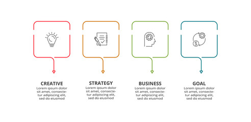 Creative concept for infographic with 4 steps, options, parts or processes. Business data visualization