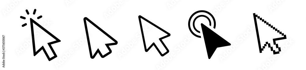 Poster vector hand cursors icons click set
