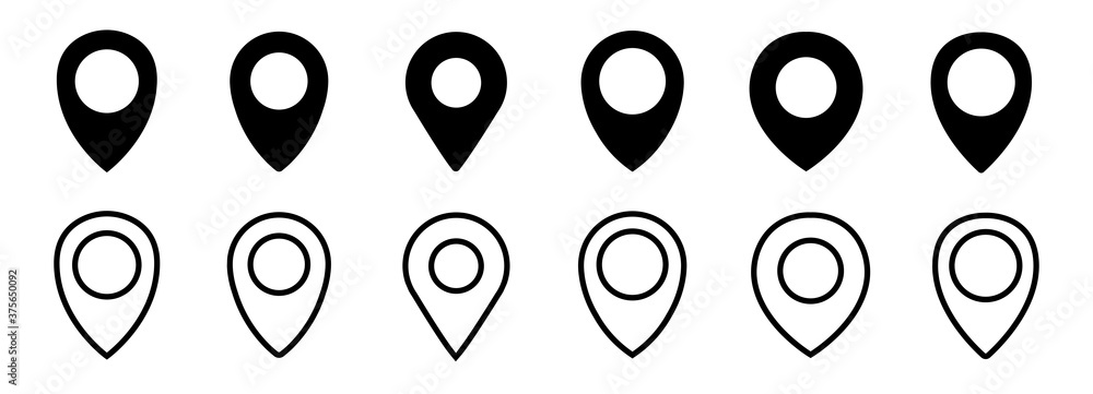 Poster map pointer icon set or gps location icon