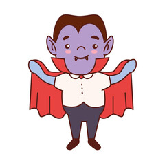 boy disguised of count dracula for happy halloween celebration vector illustration design