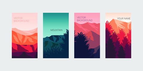 set of vector banners with abstract background, mountain banner, vector mountain background, wallpaper background