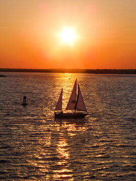 sailboat at sunset