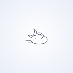 Windy night, vector best gray line icon
