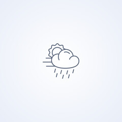 Partly cloudy and rain, vector best gray line icon