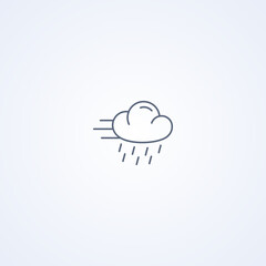 Windy and downpour, vector best gray line icon