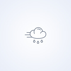 Windy and rainy, vector best gray line icon