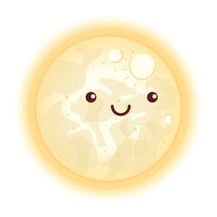 cute moon with face, kawaii style icon vector illustration design