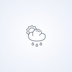 Cloudy and rain, vector best gray line icon