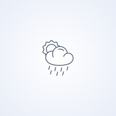 Cloudy and raining, vector best gray line icon