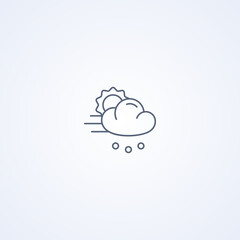 Partly cloudy, windy and snow, vector best gray line icon