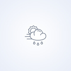 Windy and rain, vector best gray line icon