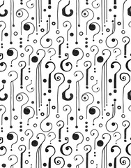 Hand drawn question marks. Black white seamless pattern