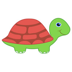 Cute cartoon green turtle vector. A hand drawn design on isolated white background.