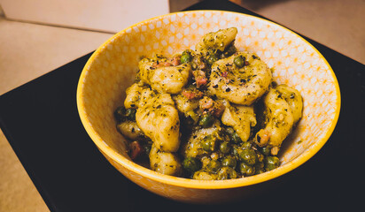 Homemade Gnocchi Recipe with Peas and Bacon