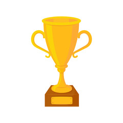 Winner's trophy icon isolated on white background. Realistic golden cup. Concept 
goal achievement. Cartoon flat design. Vector illustration