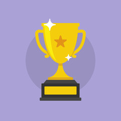 Trophy Cup Vector Flat Illustration with star
