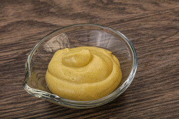 Dijon mustard sauce in the bowl