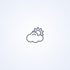 Partly cloudy, vector best gray line icon