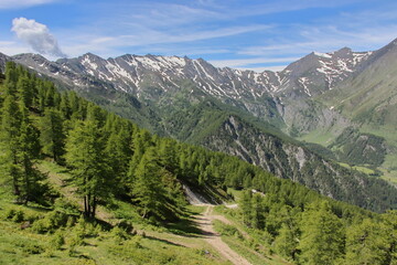 Obraz premium Lakes lying up in the mountains in the Chisone valley.