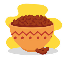 kitchen bowl with delicious beans vector illustration design