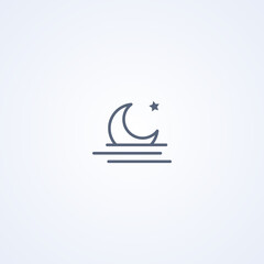 Moon sunset, vector best gray line icon