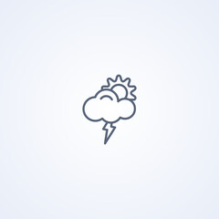 Afternoon thunderstorm, vector best gray line icon