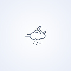 Night rain and strong wind, vector best gray line icon