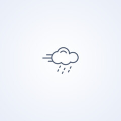 Wind and heavy rain, vector best gray line icon