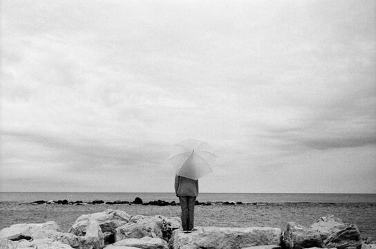 Girl standing on the rocks
