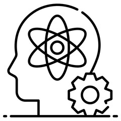 
Vector of ability in trendy style, science symbol inside human head with gear 

