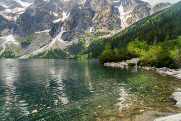 Eye of the Sea lake in Tatra mountains in the summertime.