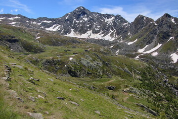 Lakes lying up in the mountains in the Chisone valley.