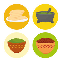 set of delicious ingredients for prepare mexican food vector illustration design