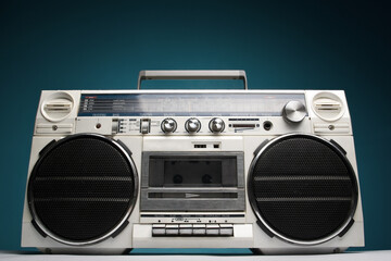 Retro boom box radio wide angle close-up