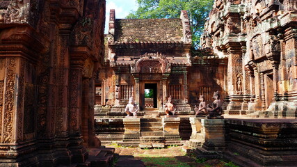 Cambodia Siem Reap－July 27, 2016: Ancient architecture and natural scenery  in Angkor Wat...