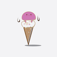 cute animal cartoon illustration ice cream colorful design vector