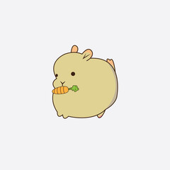 Cute cartoon rabbit eating carrot vector illustration color design