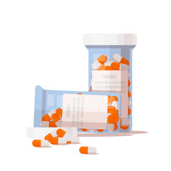 The pill bottle and Capsules. Medicine pharmacy concept. Vector illustration