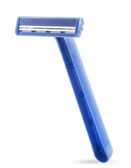 Disposable razor close-up on a white background.