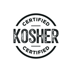 Kosher Food Certificate, Label, Kosher Food Sticker Stamp, Vector Illustration Background
