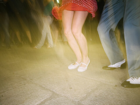 Rockabilly couple dancing swing jazz