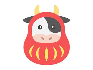 達磨のきぐるみを着た牛のイラスト