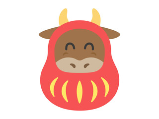 達磨のきぐるみを着た牛のイラスト