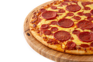 Italian pepperoni pizza on isolated on white background	