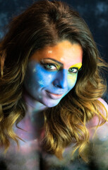 Portrait Woman Makeup Body Painting 